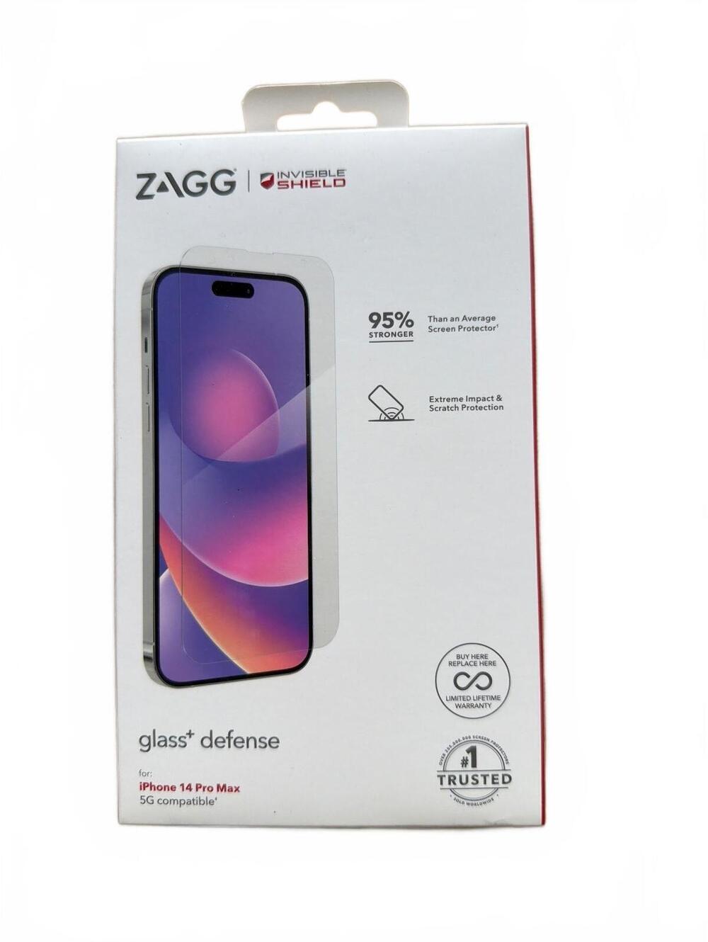 ZAGG InvisibleShield Glass+ Defense Screen Protector for iPhone 14 Pro Max NEW